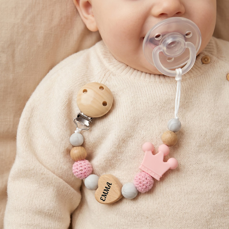 Baby Teethers - Персонализированный держатель для детской соски-пустышки: деревянное