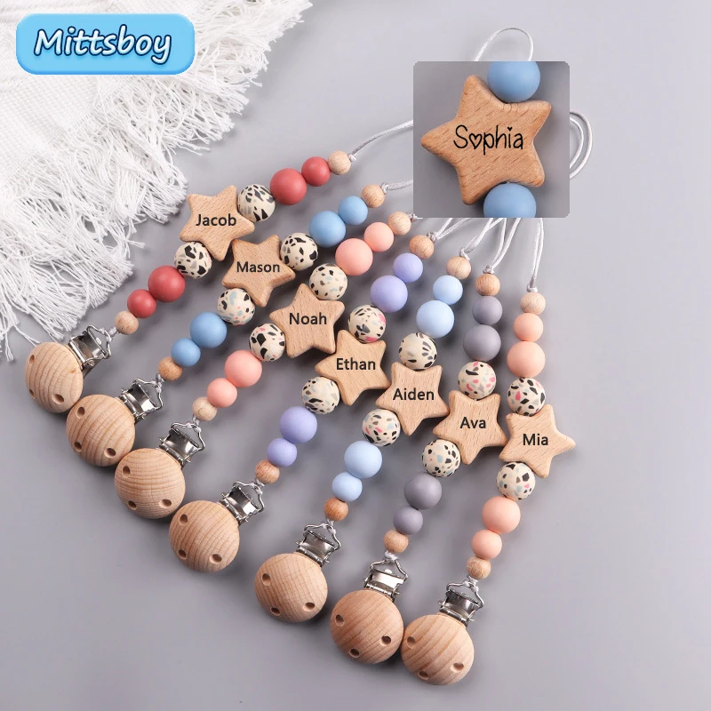 Baby Teethers - НОВОЕ индивидуальное имя, деревянная персонализированная цепочка