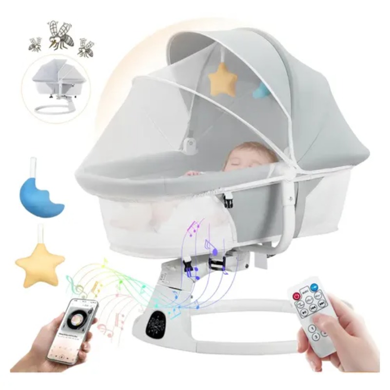 Baby Swing Bouncer - Электрическая колыбель-качели для младенцев с Bluetooth-пультом,